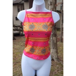 Vintage Y2K Top Paisley Barbie Tank 90s Stretchy Small
